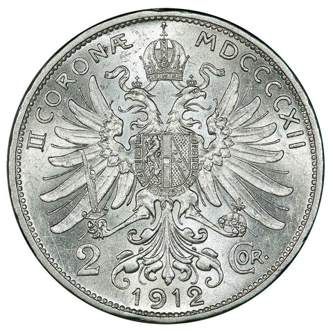 1912 Austria Silver 2 Corona KM.2821 - Gem Uncirculated