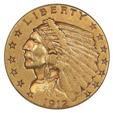 1912 $2.5 Indian Quarter Eagle Gold Coin - Extremely Fine