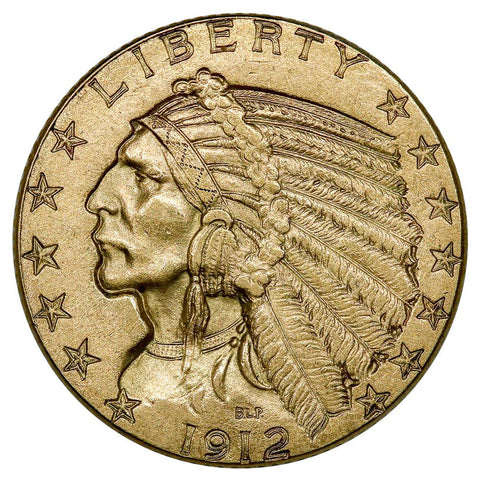 1912 $5 Indian Half Eagle Gold Coin - PQ Brilliant Uncirculated