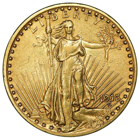 1913 $20 Saint Gaudens Double Eagle Gold Coin - Extremely Fine