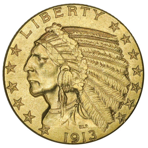 1913 $5 Indian Half Eagle Gold Coin - PQ Brilliant Uncirculated