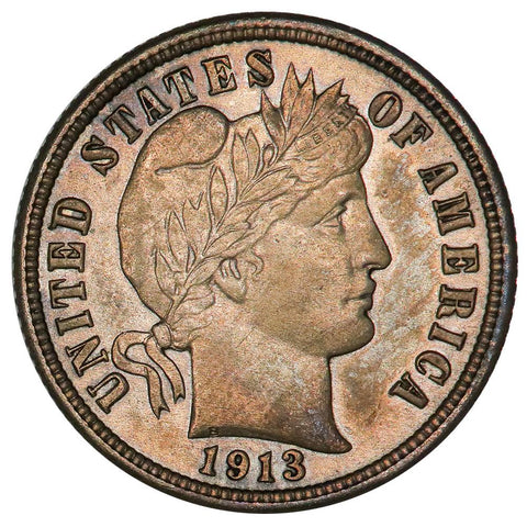 1913 Barber Dime - Toned Uncirculated