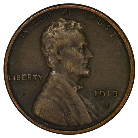 1913-S Lincoln Wheat Cent - Very Fine+