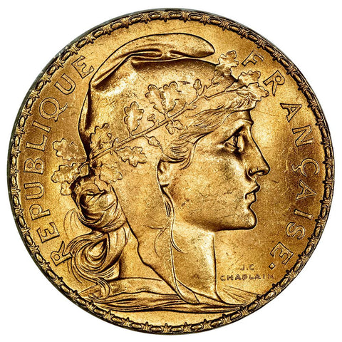 1914 French "Rooster" Gold 20 Franc KM.857 - About Uncirculated