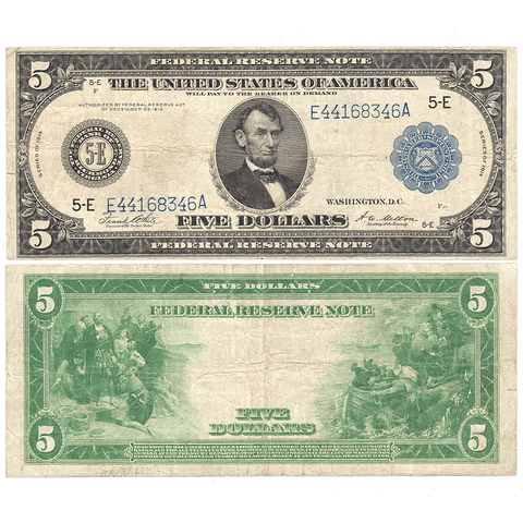 1914 $5 Richmond Federal Reserve Note Fr. 863A - Choice Fine