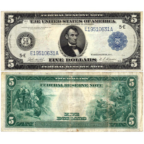 1914 $5 Richmond Federal Reserve Note Fr. 862 - Net Very Good