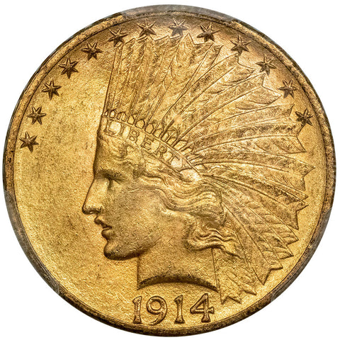 1914-D $10 Indian Gold Coin - PCGS MS 63 - Choice Brilliant Uncirculated