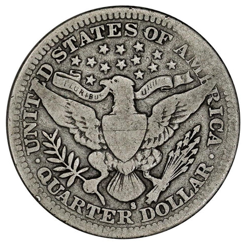 Low Mintage 1914-S Barber Quarter - Very Good