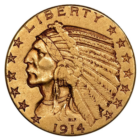 1914-S $5 Indian Half Eagle Gold Coin - Very Fine