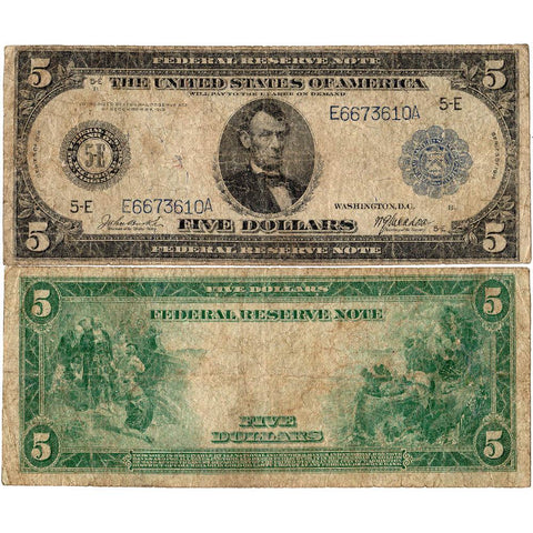 1914 $5 Richmond Federal Reserve Note Fr. 860 - Very Good