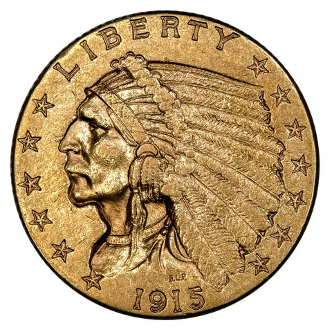 1915 $2.5 Indian Quarter Eagle Gold Coin - About Uncirculated