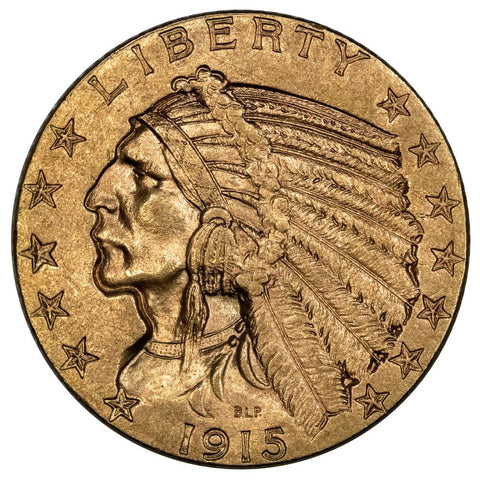 1915 $5 Indian Half Eagle Gold Coin - About Uncirculated