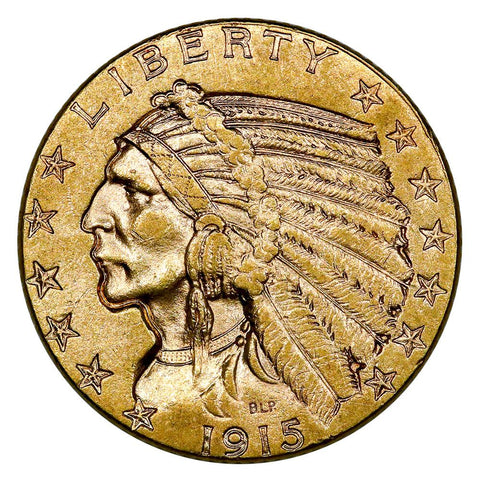 1915 $5 Indian Half Eagle Gold Coin - Brilliant Uncirculated