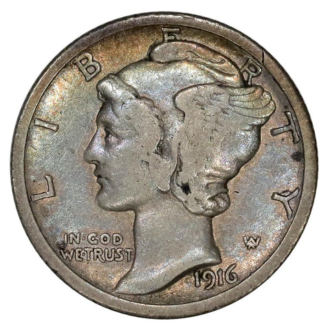 1916-D Mercury Dime - The Key To The Series - Nice Fine