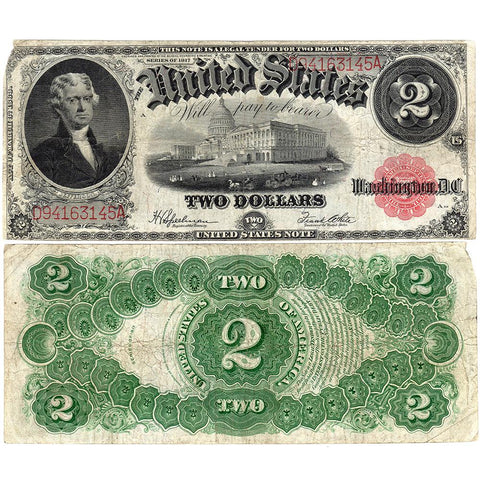1917 $2 Legal Tender Note Fr. 60 - Fine Detail