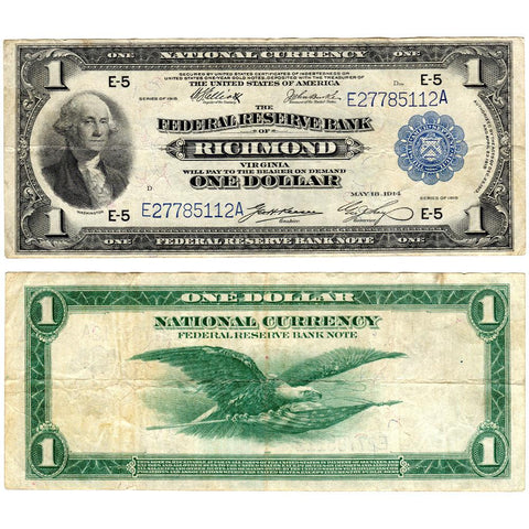 1918 $1 Richmond Federal Reserve Bank Note Fr.721 - Crisp Very Fine