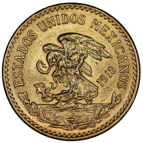 1918 Mexico 20 Peso Gold Coin - KM. 478 - About Uncirculated