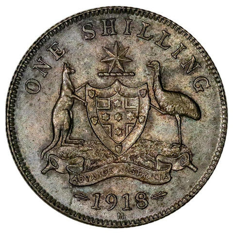 1918-M Australia Silver One Shilling KM.26 - Extremely Fine+