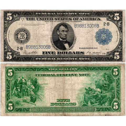 1914 $5 Federal Reserve Bank of New York Note Fr. 851 - Nominal Crisp Very Fine