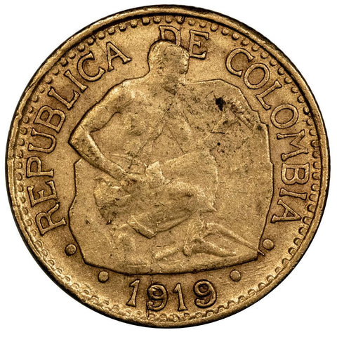 1919 Colombia Gold 5 Pesos KM. 195.1 - Very Fine