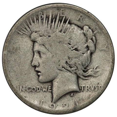 1921 High Relief Peace Dollar - About Good