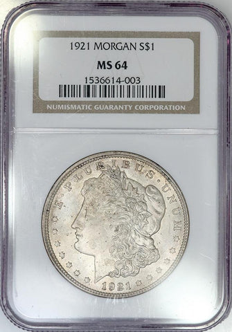 1921 Morgan Dollar - NGC MS 64 - Choice Brilliant Uncirculated