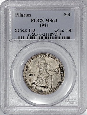 1921 Pilgrim Silver Commemorative Half Dollar - PCGS MS 63