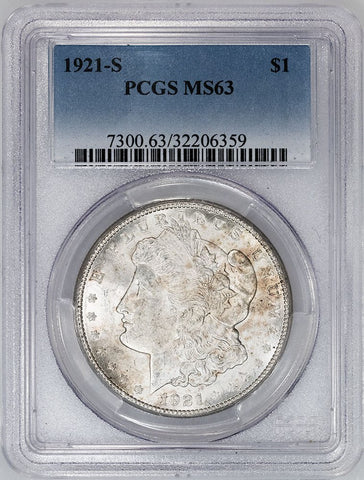 1921-S Morgan Dollar in PCGS MS 63