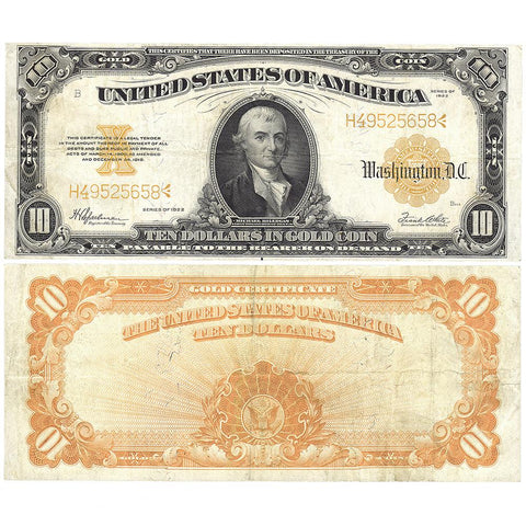 1922 $10 Gold Certificate Speelman/White FR. 1173 - Very Fine