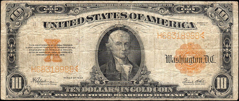 1922 $10 Gold Certificate Speelman/White (FR. 1173) ~ Very Good+