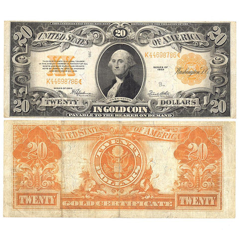 1922 $20 Gold Certificate Speelman/White Fr. 1187 - Very Fine