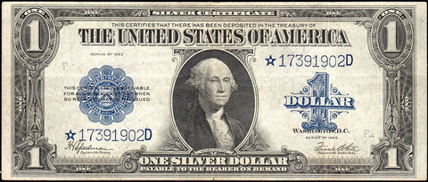 1923 $1 Large-Size Silver Certificate Star Note Fr. 238* ~ Very Fine