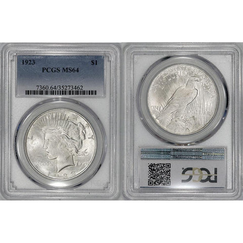 1923 Peace Dollar in PCGS MS 64 - Choice Brilliant Uncirculated