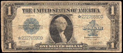 1923 $1 Large-Size Silver Certificate Star Note Fr. 238* ~ Very Good