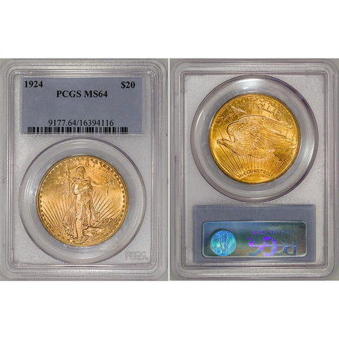 1924 $20 Saint Gold Double Eagle - PCGS MS 64 - Choice Uncirculated