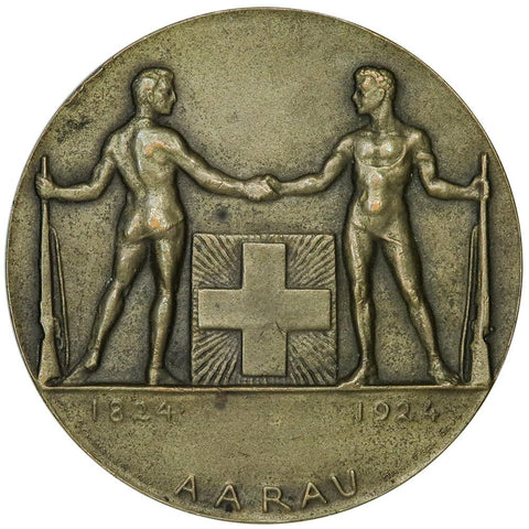 1922 Switzerland, Aarau Bronze Shooting Festival Medal 50mm - About Uncirculated