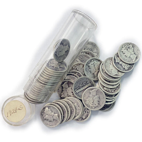 50-Coin Roll of 1924-S Mercury Dimes - Good/Very Good and Better