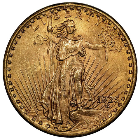 1925 $20 Saint Gauden's Gold Double Eagle - About Uncirculated