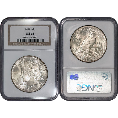 1925 Peace Dollars in NGC MS 65 - Gem Brilliant Uncirculated