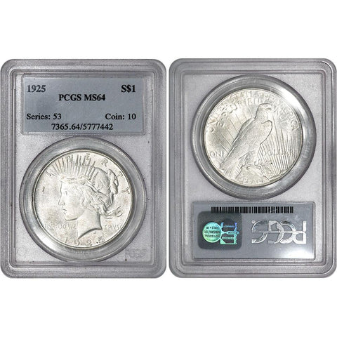 1925 Peace Dollar in PCGS MS 64 - Choice Brilliant Uncirculated