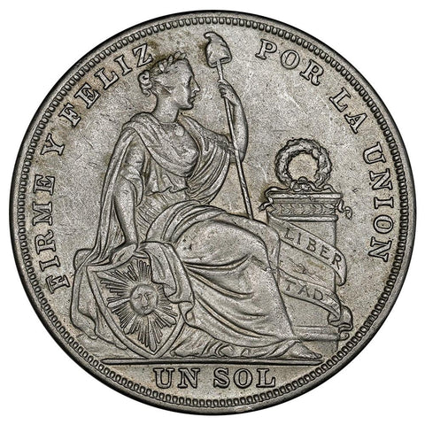 1925 Peru Silver Sol KM.218.1- Choice About Uncirculated