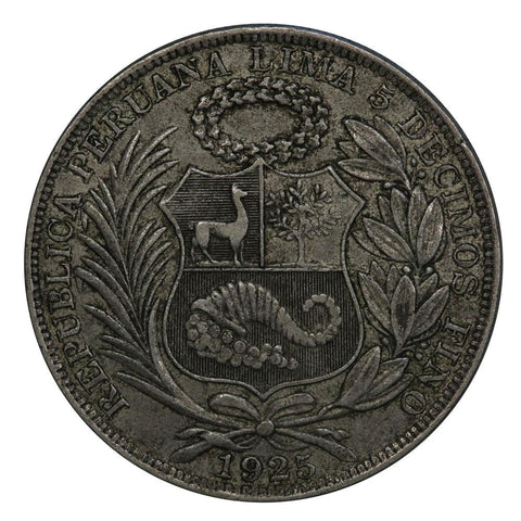 1925 Peru Silver Sol KM.218.1 - XF