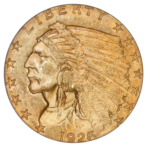 1926 $2.5 Indian Gold Coin - PCGS MS 62 - Brilliant Uncirculated
