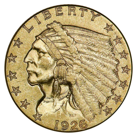 1926 $2.5 Indian Quarter Eagle Gold Coin - About Uncirculated+