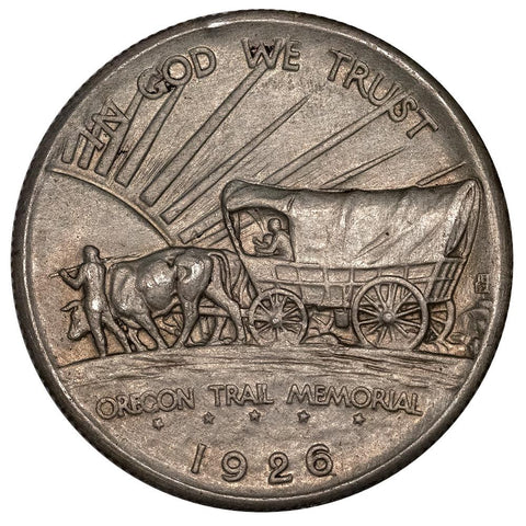 1926 Oregon Trail Silver Commemorative Half Dollar - About Uncirculated