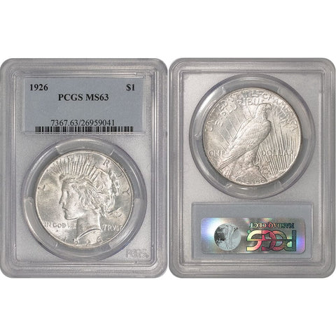 1926 Peace Dollar in PCGS MS 63 - Choice Brilliant Uncirculated