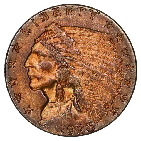 1926 $2.5 Indian Quarter Eagle Gold Coin - Leather Toned Choice AU