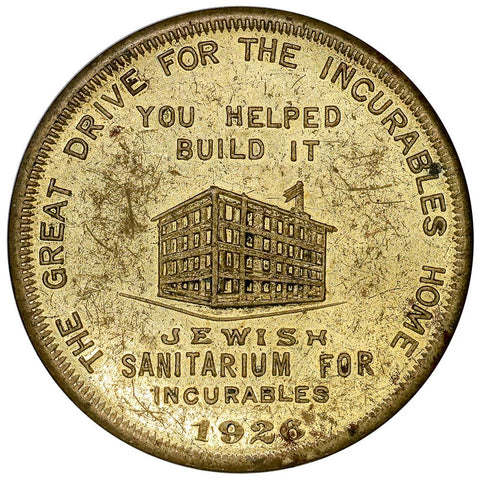 1924 Sanitarium For Incurables Gilt Brass Medal -  About Uncirculated