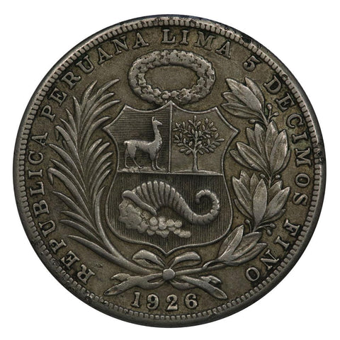 1926 Peru Silver Sol KM.218.1 - VF