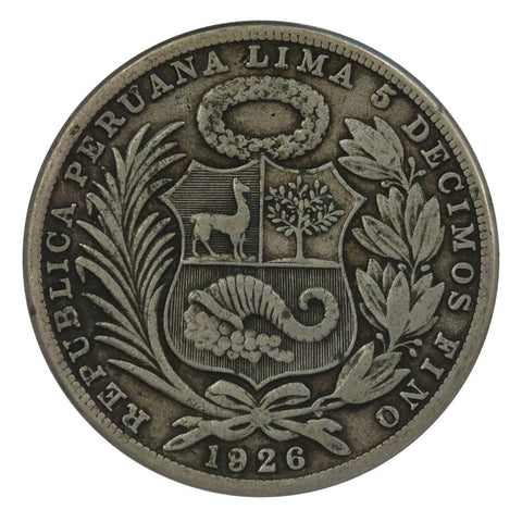 1926 Peru Silver Sol KM.218.1 - VF